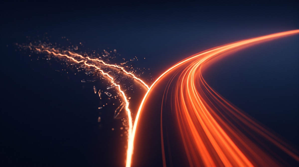 The cost of building GoHighLevel yourself versus hiring a GoHighLevel expert, shown as a stalling path and a smooth accelerating orange path