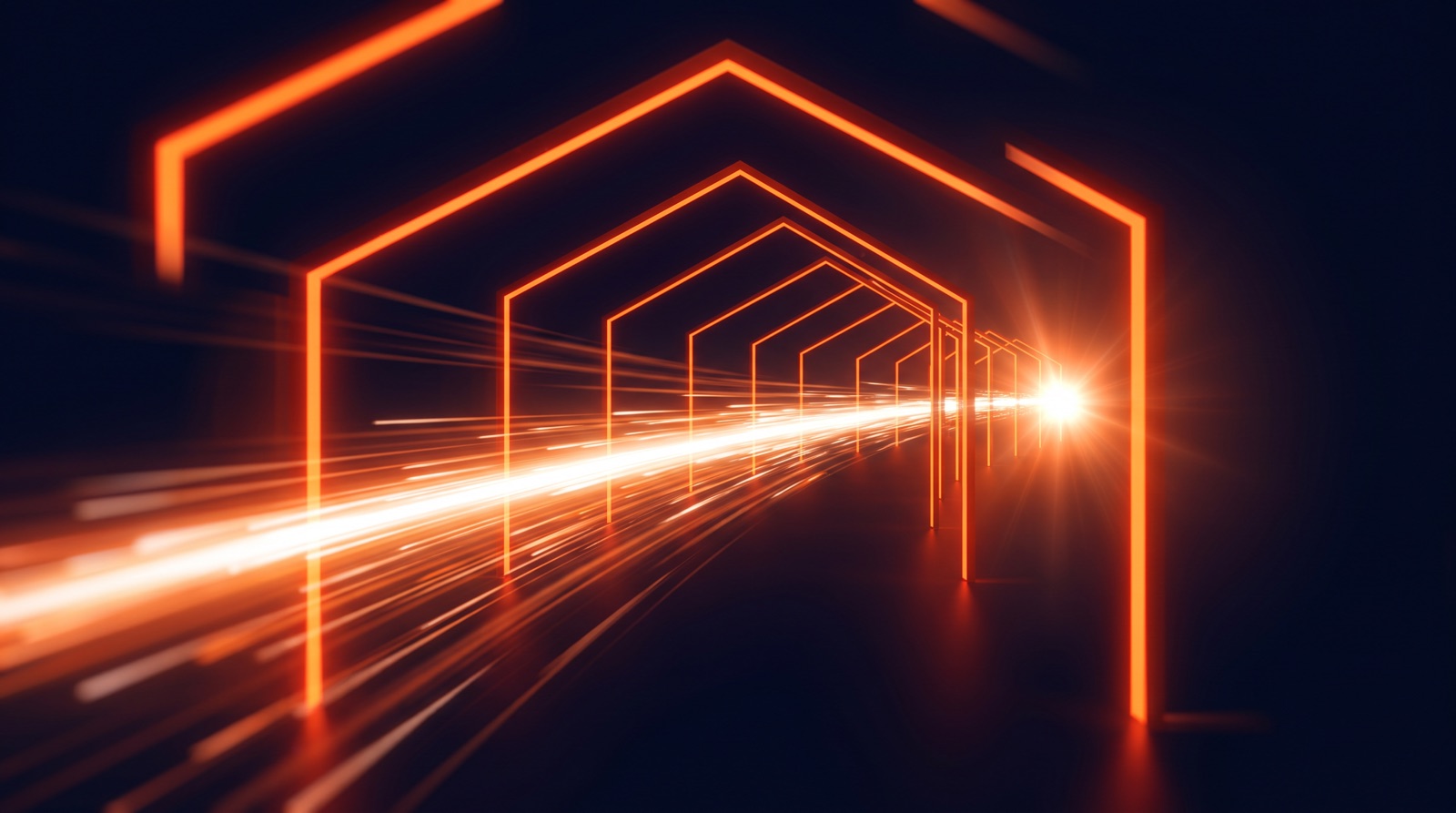 GoHighLevel for sales moving leads through a glowing orange pipeline to closed deals on a dark navy background